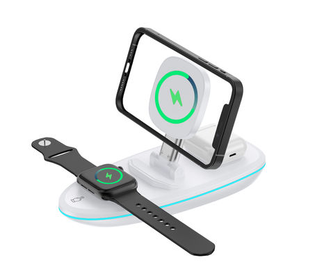 Portable 15W Wireless Charger Station Fast Magnetic Charging For IPhone Multifunction