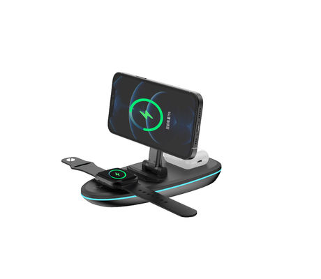 Portable 15W Wireless Charger Station Fast Magnetic Charging For IPhone Multifunction