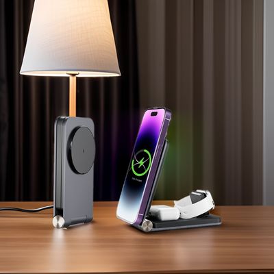15W Aluminum Foldable Holder For Mobile Phones Qi Function And Magnetic Power Charger