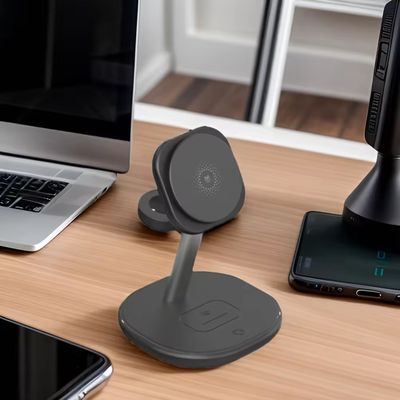 White 15W 3 In 1 Wireless Charging Station for Smart Watch and Earphone Connect Type C
