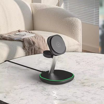 White 15W 3 In 1 Wireless Charging Station for Smart Watch and Earphone Connect Type C