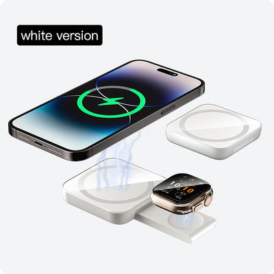 15W Portable 2 In 1 Charging Station With Phone Stand Over Charging Protection White