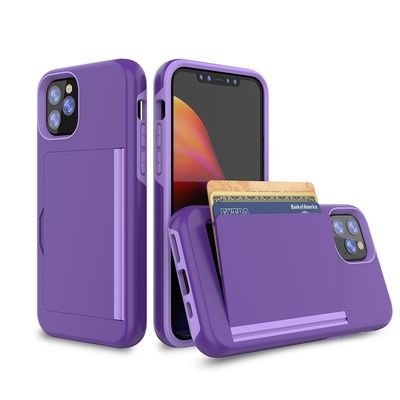 Solid Color 3-in-1 Mobile Phone Case Luxury TPU PC Card Wallet Cover for iPhone 11 2019