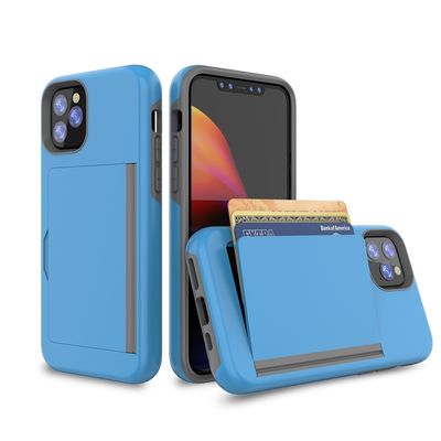 Solid Color 3-in-1 Mobile Phone Case Luxury TPU PC Card Wallet Cover for iPhone 11 2019