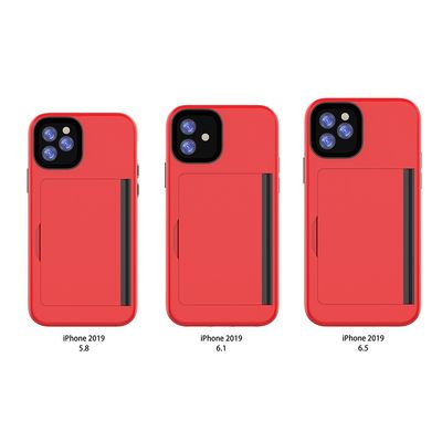 Solid Color 3-in-1 Mobile Phone Case Luxury TPU PC Card Wallet Cover for iPhone 11 2019