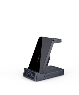 Multifunctional Desktop Portable Wireless Charger Stand With Alarm Clock And Night Light 6 In 1