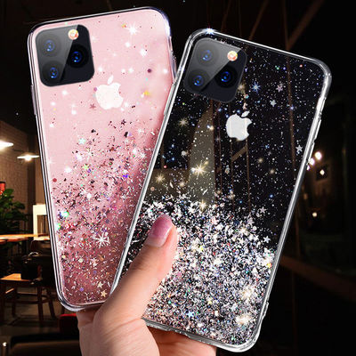 Solid Color TPU Cover Cell Transparent Glitter Epoxy Phone Case for iPhone 11 Pro Max