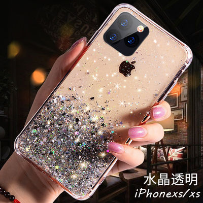 Solid Color TPU Cover Cell Transparent Glitter Epoxy Phone Case for iPhone 11 Pro Max