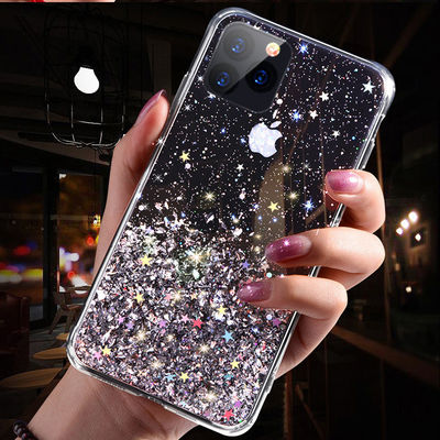Solid Color TPU Cover Cell Transparent Glitter Epoxy Phone Case for iPhone 11 Pro Max