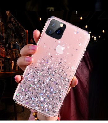 Solid Color TPU Cover Cell Transparent Glitter Epoxy Phone Case for iPhone 11 Pro Max