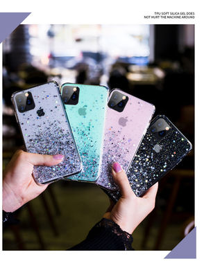 Solid Color TPU Cover Cell Transparent Glitter Epoxy Phone Case for iPhone 11 Pro Max