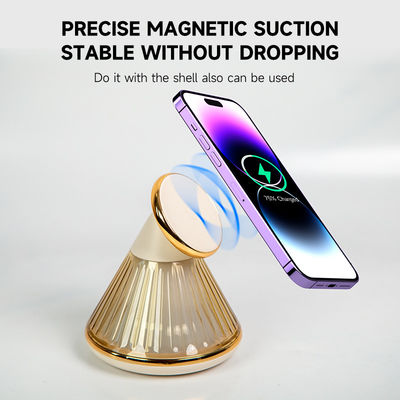 Desktop Deco 15W Night Light Magnetic Wireless Car Charger With Sleep Light Black Output 9V 2A