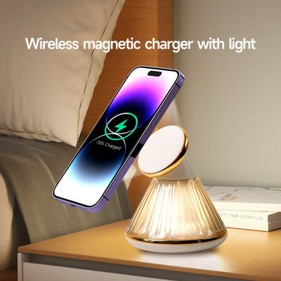 Desktop Deco 15W Night Light Magnetic Wireless Car Charger With Sleep Light Black Output 9V 2A