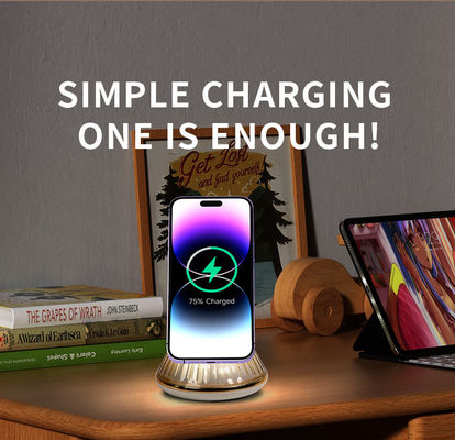 Desktop Deco 15W Night Light Magnetic Wireless Car Charger With Sleep Light Black Output 9V 2A