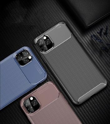 Function Protect Mobile Phone TPU Case Carbon Fiber Brushed for iPhone 11 Pro Max