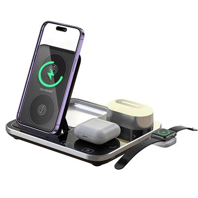 OEM 15W 10W Fast Qi LED Light 3 In 1 Wireless Charging Station For Mobile Phone Tablet