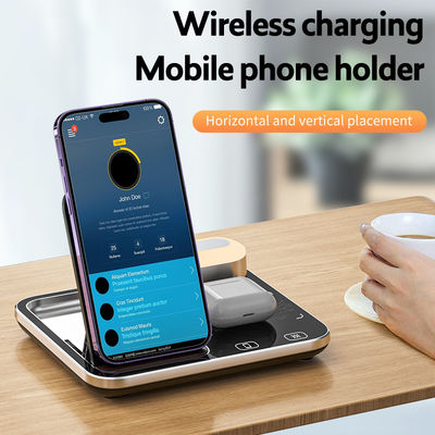 OEM 15W 10W Fast Qi LED Light 3 In 1 Wireless Charging Station For Mobile Phone Tablet