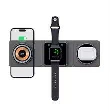 Qi 15W Fast Magnetic Magnetic Portable Charger 3 In 1 For Mobile Phone Smart Watch Earphone