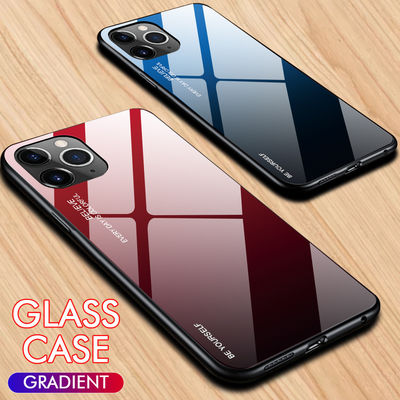 7 Colors Gradient Shockproof Tempered Glass Phone Case For IPhone 11 No Special Craft