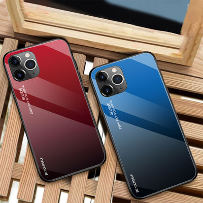 7 Colors Gradient Shockproof Tempered Glass Phone Case For IPhone 11 No Special Craft