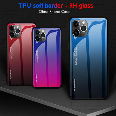 7 Colors Gradient Shockproof Tempered Glass Phone Case For IPhone 11 No Special Craft