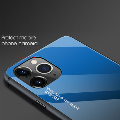 7 Colors Gradient Shockproof Tempered Glass Phone Case For IPhone 11 No Special Craft