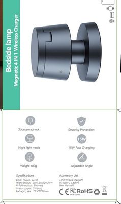 Foldable Variable Night Light Lamp With Fast Charging Wireless Charger And Magnetic Stand