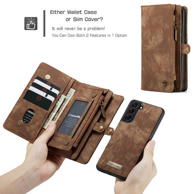 Luxurious Leather Zipper Magnetic Wallet Card Mobile Phone Case Samsung S22 Plus