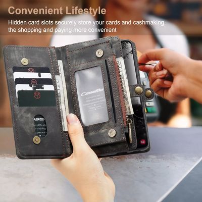 Luxurious Leather Zipper Magnetic Wallet Card Mobile Phone Case Samsung S22 Plus