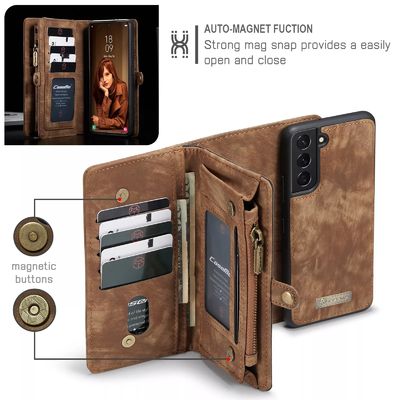 Luxurious Leather Zipper Magnetic Wallet Card Mobile Phone Case Samsung S22 Plus