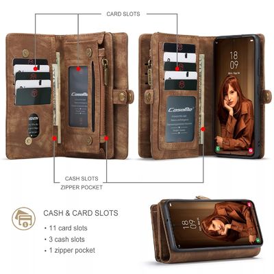 Luxurious Leather Zipper Magnetic Wallet Card Mobile Phone Case Samsung S22 Plus