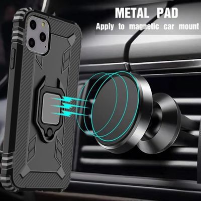 iPhone XI Carbon Fiber Ring Magnetic Car Mount Protection Cover Back Cover Phone Case