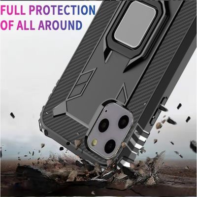 iPhone XI Carbon Fiber Ring Magnetic Car Mount Protection Cover Back Cover Phone Case