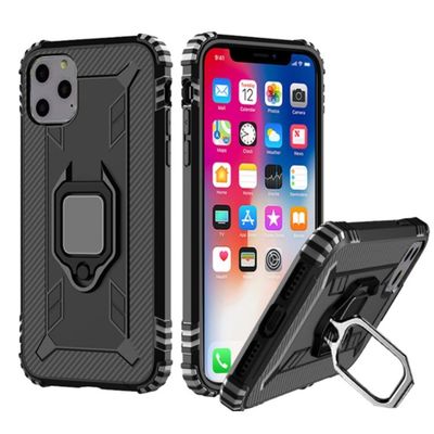 iPhone XI Carbon Fiber Ring Magnetic Car Mount Protection Cover Back Cover Phone Case