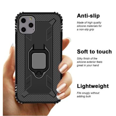 iPhone XI Carbon Fiber Ring Magnetic Car Mount Protection Cover Back Cover Phone Case
