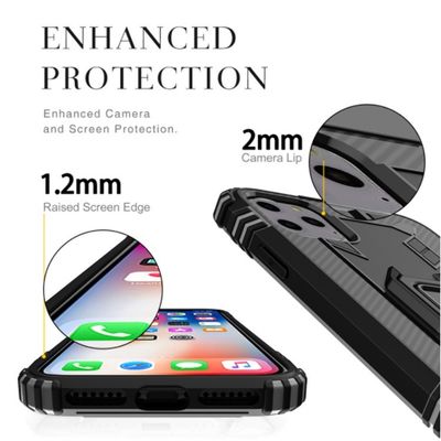 iPhone XI Carbon Fiber Ring Magnetic Car Mount Protection Cover Back Cover Phone Case