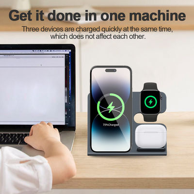Desktop 3 In 1 Wireless Charger Stand Magnetic Suction 15W Wireless Charger For Mobile Phone