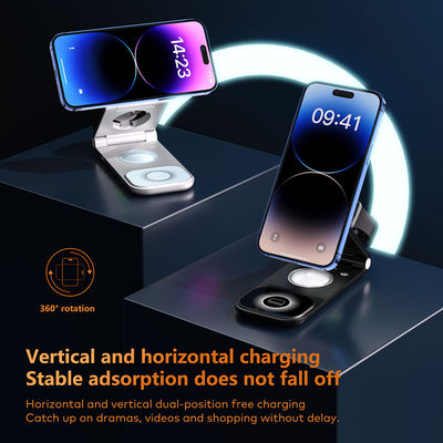 Desktop 3 In 1 Wireless Charger Stand Magnetic Suction 15W Wireless Charger For Mobile Phone