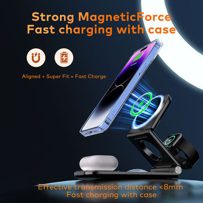 Desktop 3 In 1 Wireless Charger Stand Magnetic Suction 15W Wireless Charger For Mobile Phone