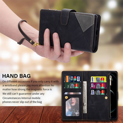 Back Cover For Iphone 15 Pro With Hanging Rope 15 Ultra Luxury Wallet Case Card Magnetic Holder TPU Leather Phone Case