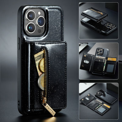 For IPhone15 Pro Max Flash Wallet Protector PU Mobile Cover IP14 Pro 2 in 1 Magnetic Cell Phone case