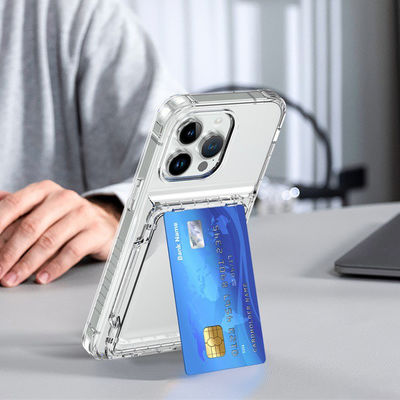 Shockproof Air Corner Clear TPU PC Card Slot Back Cover For iPhone 15 14 13 Pro Max Transparent Phone Case
