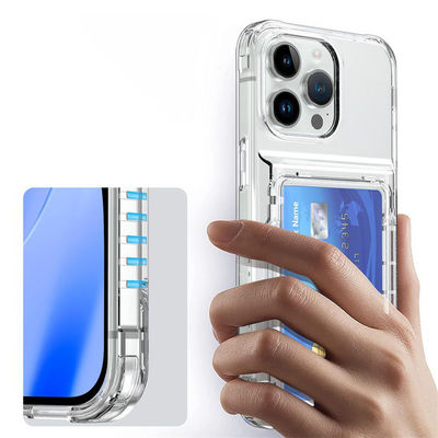 Shockproof Air Corner Clear TPU PC Card Slot Back Cover For iPhone 15 14 13 Pro Max Transparent Phone Case