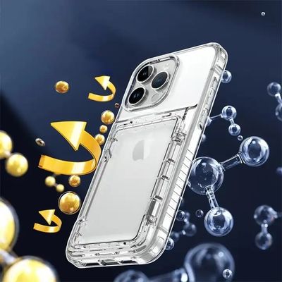Shockproof Air Corner Clear TPU PC Card Slot Back Cover For iPhone 15 14 13 Pro Max Transparent Phone Case