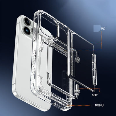 Shockproof Air Corner Clear TPU PC Card Slot Back Cover For iPhone 15 14 13 Pro Max Transparent Phone Case