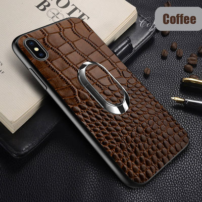 Genuine Leather Magnetic Ring Crocodile Mobile Phone Case for iPhone 14 Pro Max