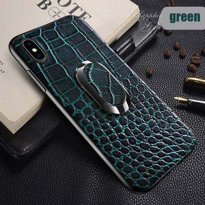 Genuine Leather Magnetic Ring Crocodile Mobile Phone Case for iPhone 14 Pro Max