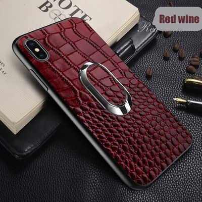 Genuine Leather Magnetic Ring Crocodile Mobile Phone Case for iPhone 14 Pro Max