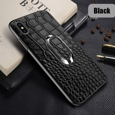 Genuine Leather Magnetic Ring Crocodile Mobile Phone Case for iPhone 14 Pro Max