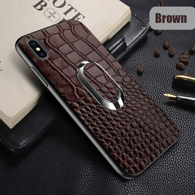 Genuine Leather Magnetic Ring Crocodile Mobile Phone Case for iPhone 14 Pro Max